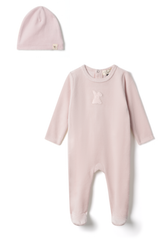 BEBE BELLA 2PC BUNNIES APPLIQUE FOOTIE WITH BEANIE SET